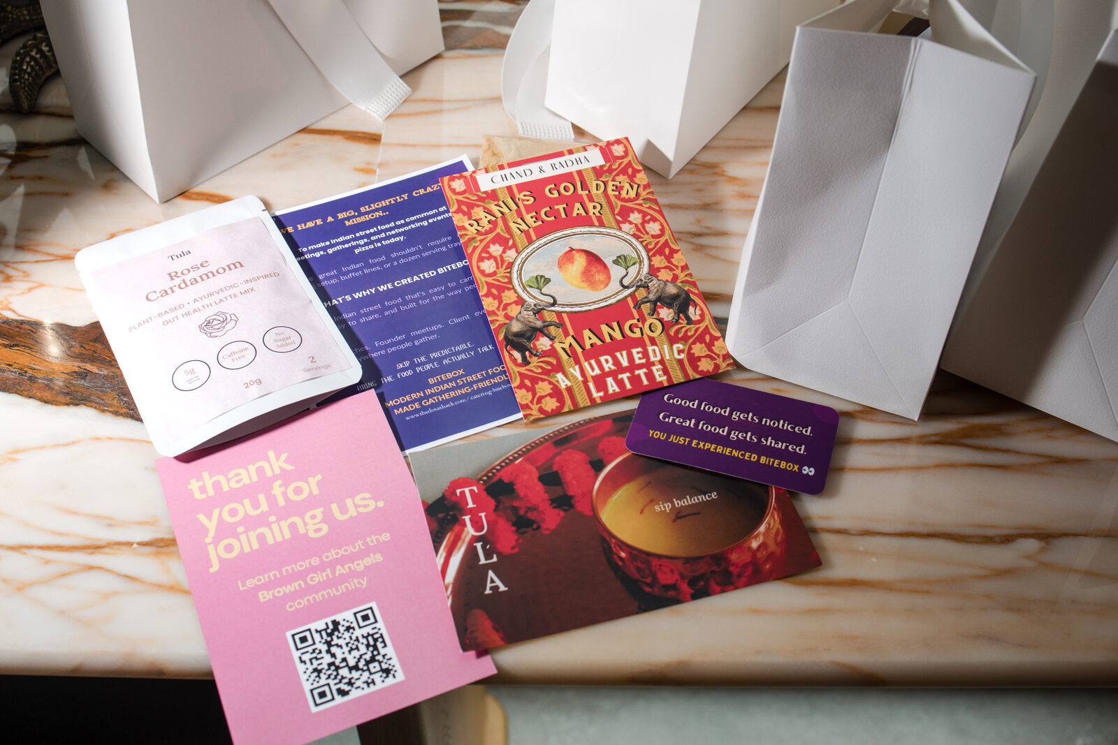 A welcome bag with Brown Girls branding